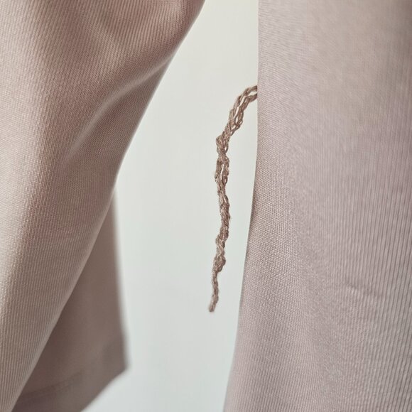 Timeless Quiet Lux Beige-Neutral Slim Dress w/Wide Mirror-Gold Belt - Picture 5 of 12